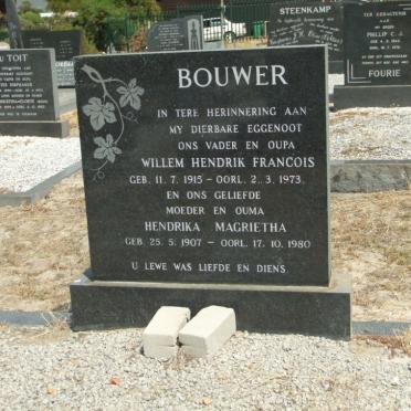 BOUWER Willem Hendrik Francois 1915-1973 &amp; Hendrika Magrietha 1907-1980
