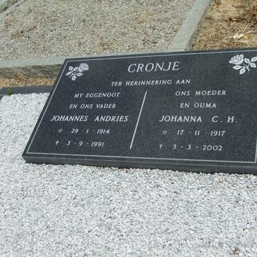 CRONJE Johannes Andries 1914-1991 &amp; Johanna C.H. 1917-2002