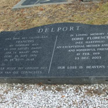 DELPORT Francois 1921-1976 &amp; Doris Florence HASTINGS 1919-2003