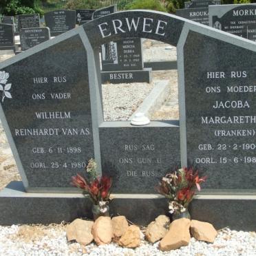 ERWEE Wilhelm Reinhardt Van As 1898-1980 &amp; Jacoba Margaretha FRANKEN 1906-1989