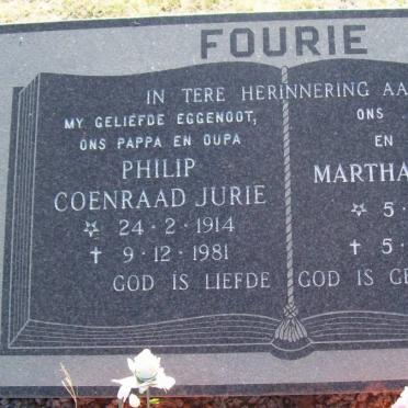 FOURIE Philip Coenraad Jurie 1914-1981 &amp; Martha Jacoba 1910-2005