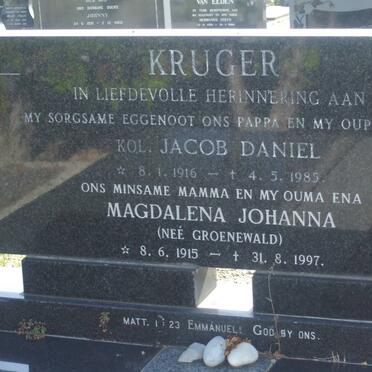 KRUGER Jacob Daniel 1916-1985 &amp; Magdalena Johanna GROENEWALD 1915-1997