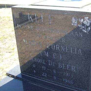 KLUE Maria Cornelia nee DE BEER 1913-1988