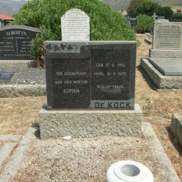 KOCK Sophia, de 1910-1973