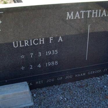 MATTHIAE Ulrich F.A. 1935-1988