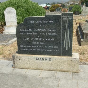 MARAIS Guillaume Hermanus 1894-1956 &amp; Maria Wilhelmina DU TOIT 1894-1987