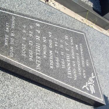 PLESSIS H.J.J., du 1931-1995 &amp; B.P.H. 1936-2007
