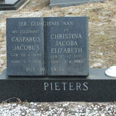 PIETERS Casparus Jacobus 1889-1978 &amp; Christina Jacoba Elizabeth 1893-1980