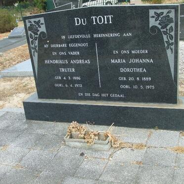 TOIT Hendrikus Andreas Truter, du 1886-1972 &amp; Maria Johanna Dorothea 1889-1975