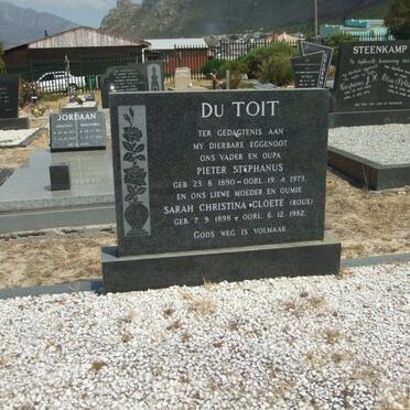 TOIT Pieter Stephanus, du 1890-1973 &amp; Sarah Christina Cloete ROUX 1898-1982