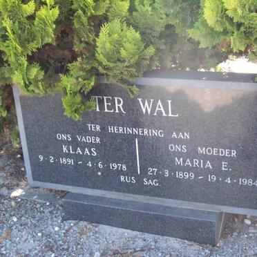 WAL Klaas, ter 1891-1978 &amp; Maria E. 1899-1984