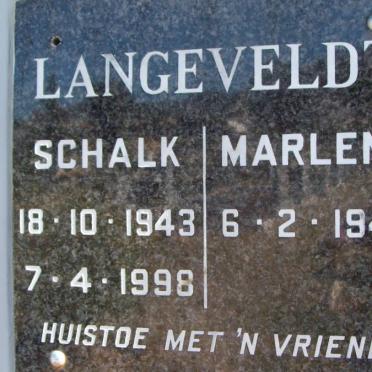 LANGEVELDT Schalk 1943-1998 &amp; Marlene 1946-