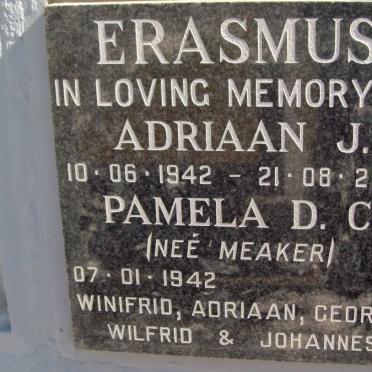 ERASMUS Adriaan J. 1942-2005 &amp; Pamela D.C. nee MEAKER 1942-