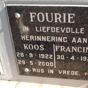 FOURIE Koos 1922-2000 &amp; Francina 1926-