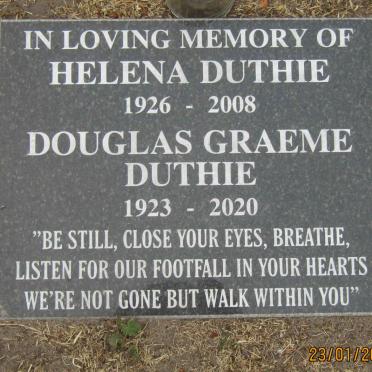 DUTHIE Douglas Graeme 1923-2020 &amp; Helena 1926-2008