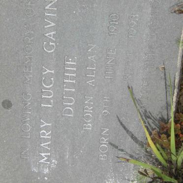 DUTHIE Mary Lucy Gavin nee ALLAN 1910-1993