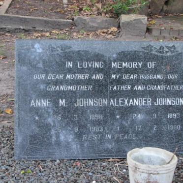 JOHNSON Alexander 1893-1980 &amp; Anne M. 1896-1983