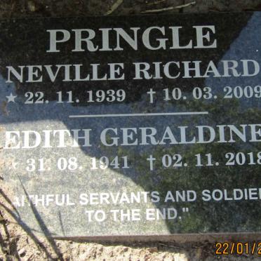 PRINGLE Neville Richard 1939-2009 &amp; Edith Geraldine 1941-2018