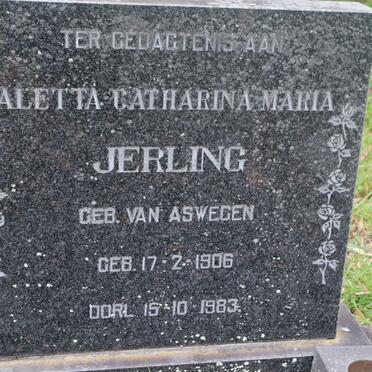 JERLING Aletta Catharina Maria nee VAN ASWEGEN 1906-1983