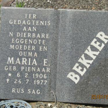 BEKKER Maria E. nee PIENAAR 1906-1977