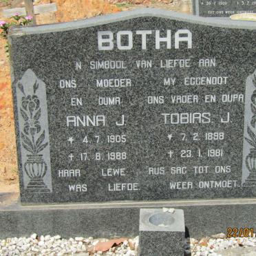 BOTHA Tobias J. 1898-1981 &amp; Anna J. 1905-1988