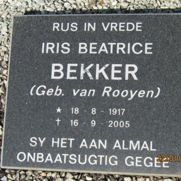 BEKKER Iris Beatrice nee VAN ROOYEN 1917-2005