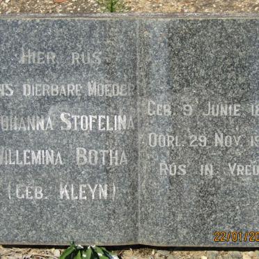 BOTHA Johanna Stofelina Willemina nee KLEYN 1865-1953