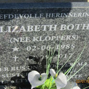 BOTHA Elizabeth nee KLOPPERS 1988-2017