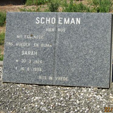 SCHOEMAN Sarah 1926-1994