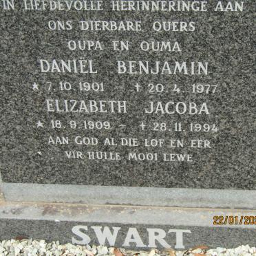 SWART Daniel Benjamin 1901-1977 &amp; Elizabeth Jacoba 1909-1994