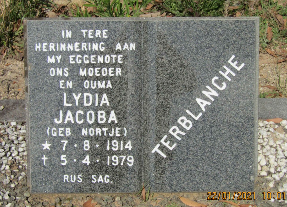 TERBLANCHE Lydia Jacoba nee NORTJE 1914-1979