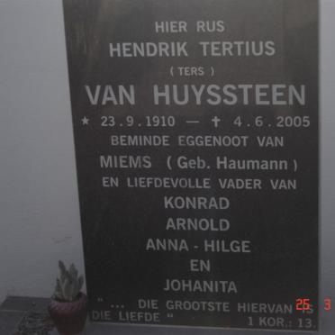 HUYSSTEEN Hendrik Tertius, van 1910-2005