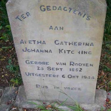 KITCHING Aletha Catherina Johanna nee VAN ROOYEN 1882-1944