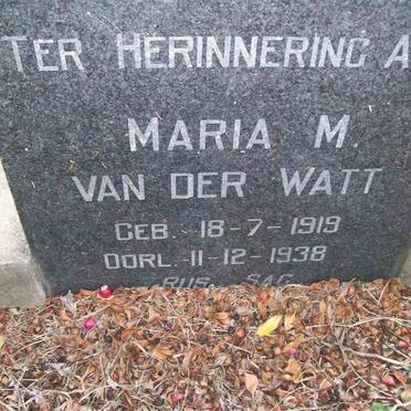 WATT Maria M., van der 1919-1938
