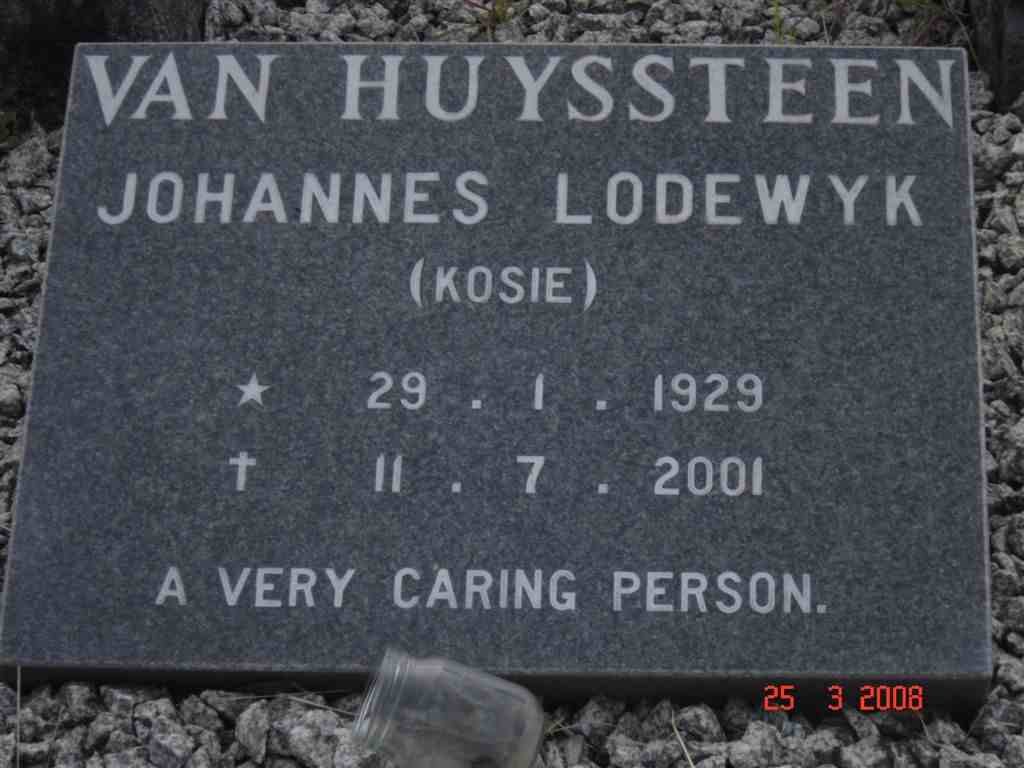 HUYSSTEEN Johannes Lodewyk, van 1929-2001