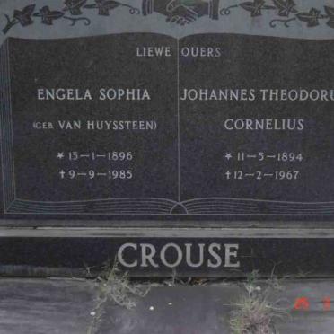 CROUSE Johannes Theodorus Cornelius 1894-1967 &amp; Engela Sophia VAN HUYSSTEEN 1896-1985