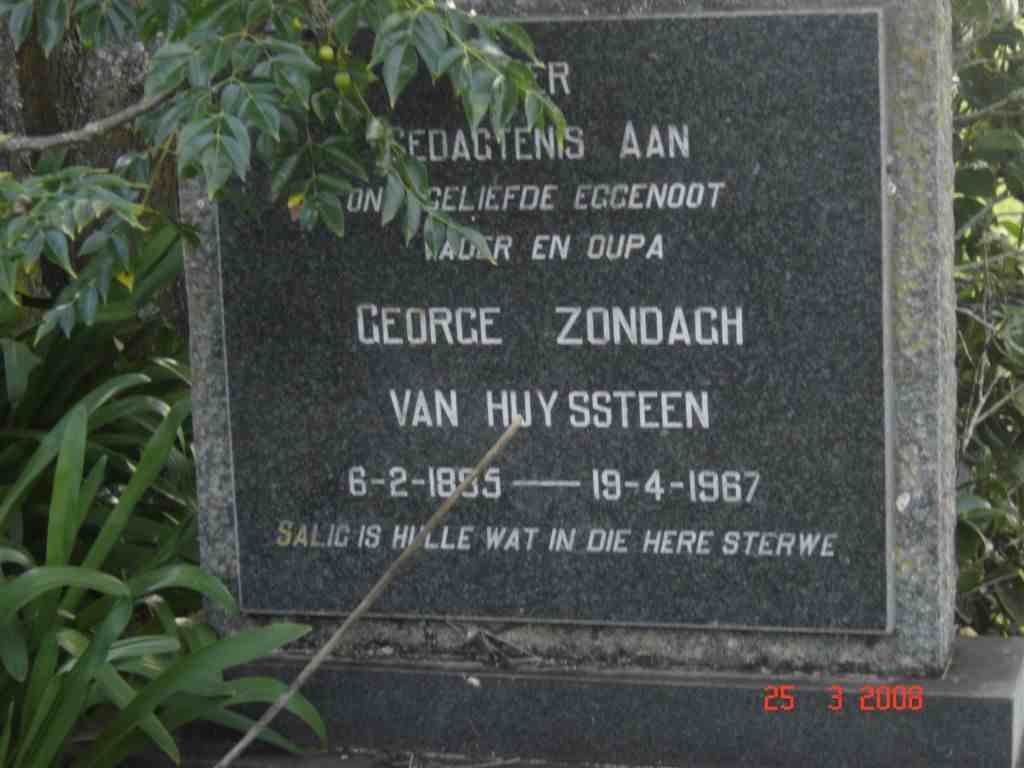 HUYSSTEEN George Zondagh, van 18?5-1967