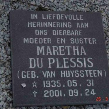 PLESSIS Maretha, du nee VAN HUYSSTEEN 1935-2001