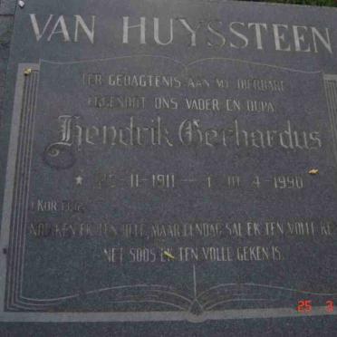 HUYSSTEEN Hendrik Gerhardus, van 1911-1990