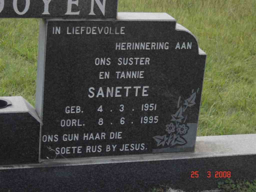 ROOYEN Sanette, van 1951-1995