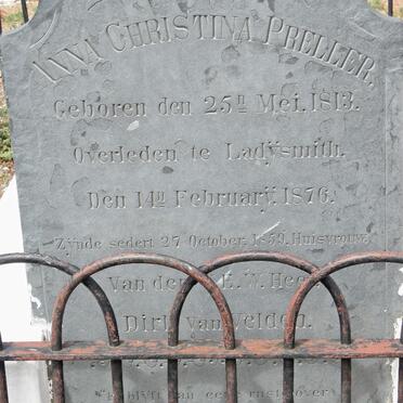 VELDEN Anna Christina, van nee PRELLER 1813-1876