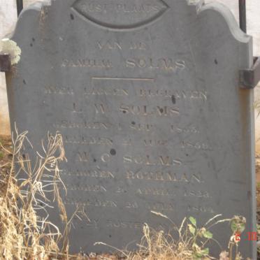 SOLMS M.C. nee ROTHMAN 1823-1864 :: SOLMS L.W. 1855-1859