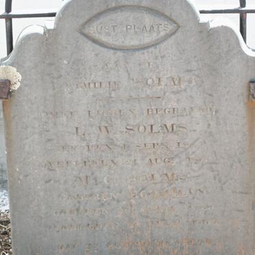 SOLMS L.W. 1855-1869 :: SOLMS M.C. nee ROTHMAN 1823-1864 