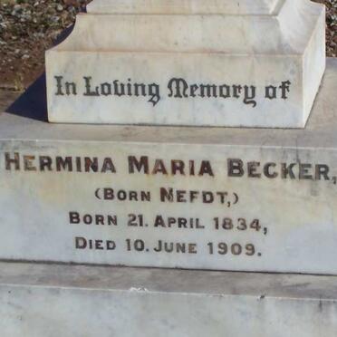 BECKER Hermina Maria nee NEFDT 1834-1909