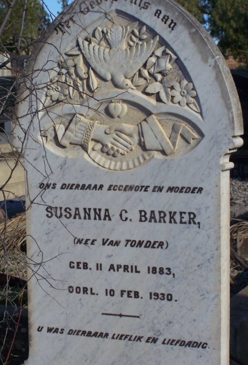 BARKER Susanna C. nee VAN TONDER 1883-1930