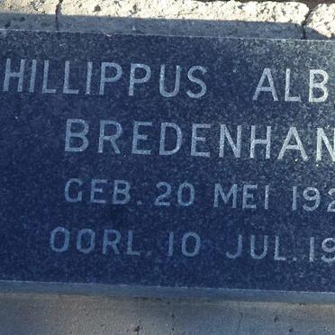 BREDENHANN Phillippus Albertens 1925-1925