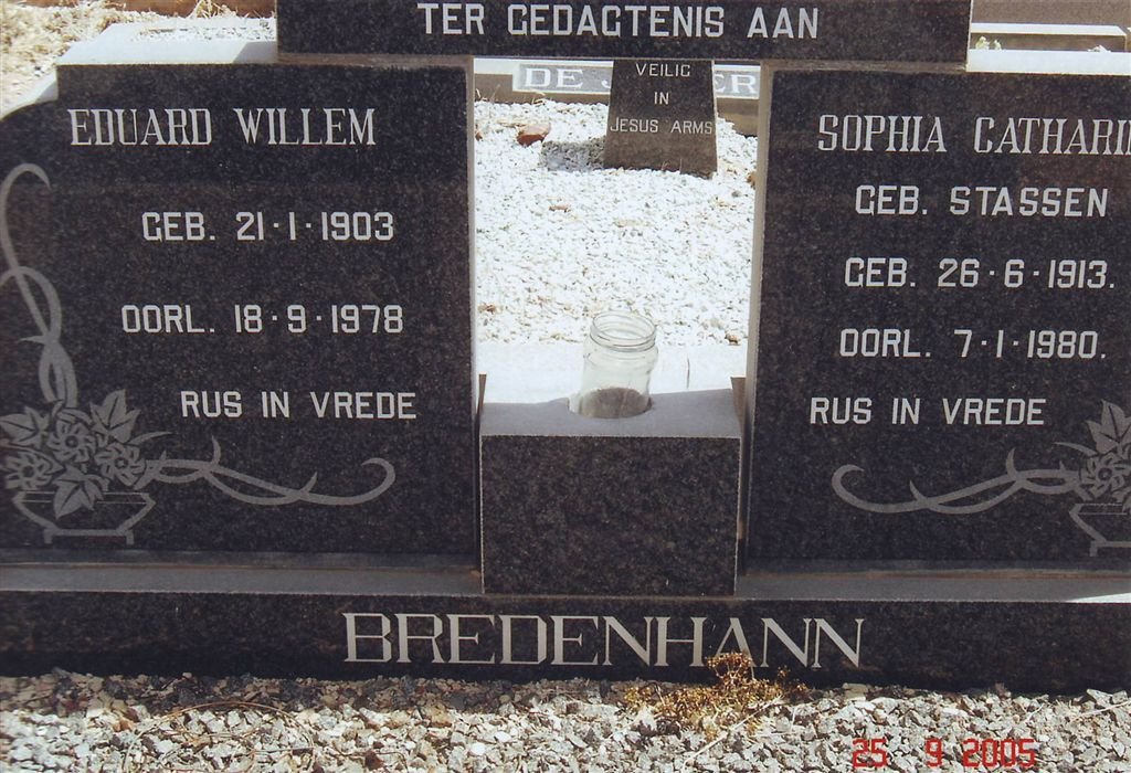 BREDENHANN Eduard Willem 1903-1978 &amp; Sophia Catharina STASSEN 1913-1980