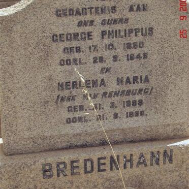 BREDENHANN George Philippus 1880-1945 &amp; Merlena Maria VAN RENSBURG 1888-1966