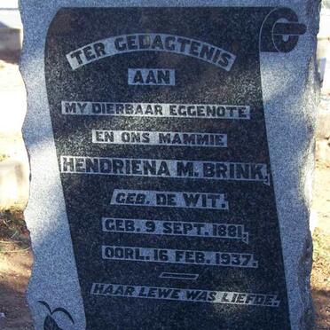 BRINK Hendriena M. nee DE WIT 1881-1937