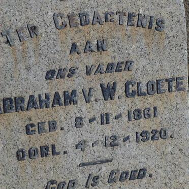 CLOETE Abraham V.W. 1861-1920